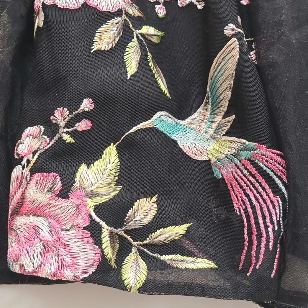 Dress the population halrow floral embr A-line dress L - Picture 5 of 8